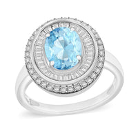 Luxoro Premium Mangoro Aquamarine and G-H I2 Diamond 2.35 ctw Ring in 14K White Gold 2