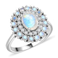 D'Joy Moon Glow Moonstone and White Zircon 2.35 ctw Ring in Platinum Over Sterling Silver (Size 10.0) - Sticky add to cart bar