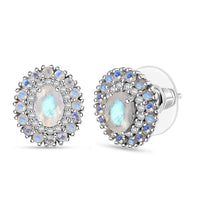 D'Joy Moon Glow Moonstone and White Zircon 2.75 ctw Celestial Elegance Earrings in Platinum Over Sterling Silver