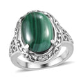 African Malachite 13.90 ctw Ring in Stainless Steel (Size 10.0) - Sticky add to cart bar
