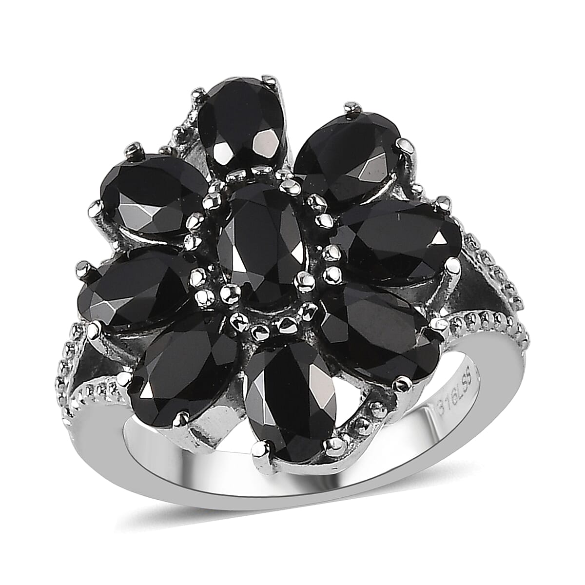 Thai Black Spinel Ring in Stainless Steel (Size 10.0) 4.90 ctw