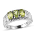 Peridot 1.40 ctw 3 Stone Ring in Stainless Steel (Size 10.0) - Sticky add to cart bar