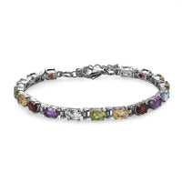 Mozambique Garnet and Multi Gemstones 8.20 ctw Bracelet in Stainless Steel (6.50 In)