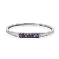 African Amethyst 2.90 ctw Bangle Bracelet in Stainless Steel (7.25 In)