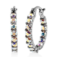 J Francis Embellished with Aurora Borealis Crystal by Swarovski 3.10 ctw Earrings in Stainless Steel