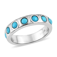 Sleeping Beauty Turquoise Band Ring in Stainless Steel (Size 10.0) 0.80 ctw