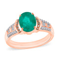 Luxoro AAA Kagem Zambian Emerald, Natural Champagne and White Diamond I2 2.23 ctw Ring in 14K White Gold (Size 10.0) - Sticky add to cart bar