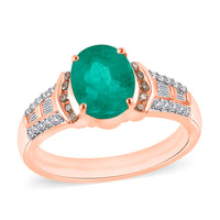 Luxoro AAA Kagem Zambian Emerald, Natural Champagne and White Diamond I2 2.23 ctw Ring in 14K White Gold (Size 10.0)