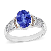 Luxoro AAA Tanzanite, Natural Champagne and White Diamond I2 2.23 ctw Ring in 14K White Gold