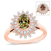 AAA Turkizite and Moissanite 2.48 ctw Sunburst Ring in 18K Vermeil Rose Gold Over Sterling Silver (Size 10.0)