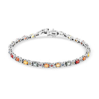 Premium Multi Sapphire, White Zircon Bracelet in Rhodium Over Sterling Silver (6.50 In) 7.00 ctw