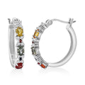 Premium Multi Sapphire and White Zircon 1.85 ctw Bloomfire Earrings in Rhodium Over Sterling Silver - Sticky add to cart bar