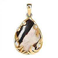 Peanut Wood Jasper and White Zircon Fancy 13.62 ctw Pendant in Goldtone