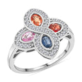 Premium Multi Sapphire, White Zircon Ring in Rhodium Over Sterling Silver (Size 10.0) 1.60 ctw - Sticky add to cart bar