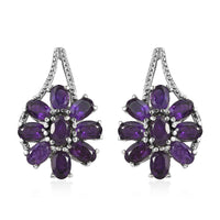 African Amethyst Earrings in Stainless Steel 6.50 ctw