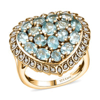 Karis Betroka Blue Apatite and White Zircon 3.60 ctw Ring in 18K YG Plated