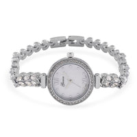 Genoa Austrian Crystal Japanese Movement MOP Dail Watch in Silvertone