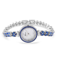 Genoa Multi Color Austrian Crystal Japanese Movement MOP Dail Watch in Silvertone