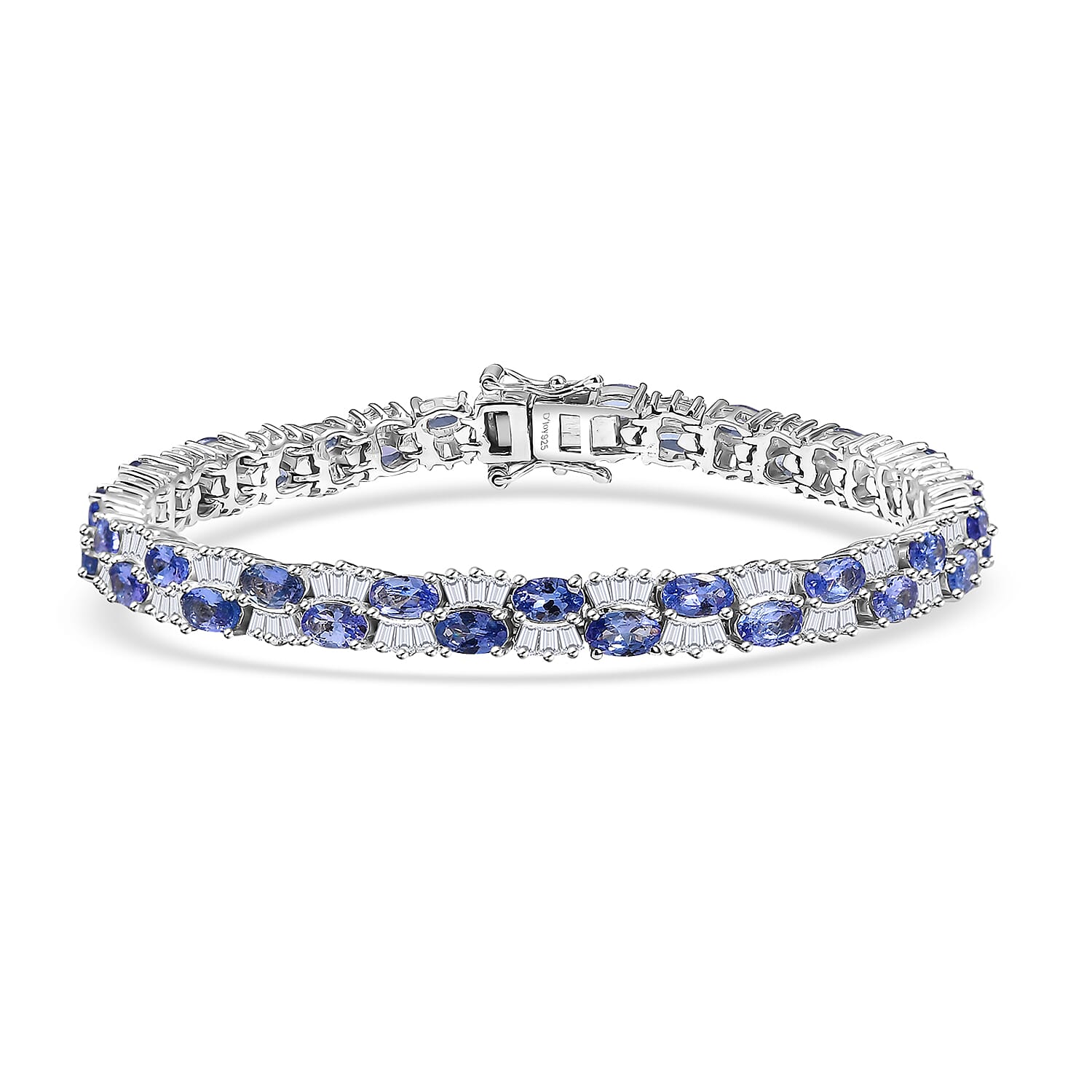 D'Joy Tanzanite and White Zircon 12.65 ctw Celestial Symphony Bracelet in Rhodium Over Sterling Silver (7.25 In)
