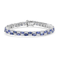 D'Joy Tanzanite and White Zircon 12.65 ctw Celestial Symphony Bracelet in Rhodium Over Sterling Silver (7.25 In)