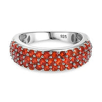 Mexican Cherry Fire Opal Ring in Rhodium Over Sterling Silver (Size 6.5) 1.30 ctw