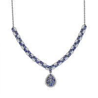 D'Joy Tanzanite and White Zircon 11.75 ctw Celestial Symphony Necklace in Rhodium Over Sterling Silver 18 Inches
