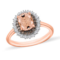 Premium Marropino Morganite, Natural Champagne and White Diamond 1.75 ctw Ring in 18K Vermeil Rose Gold Over Sterling Silver (Size 10) 1