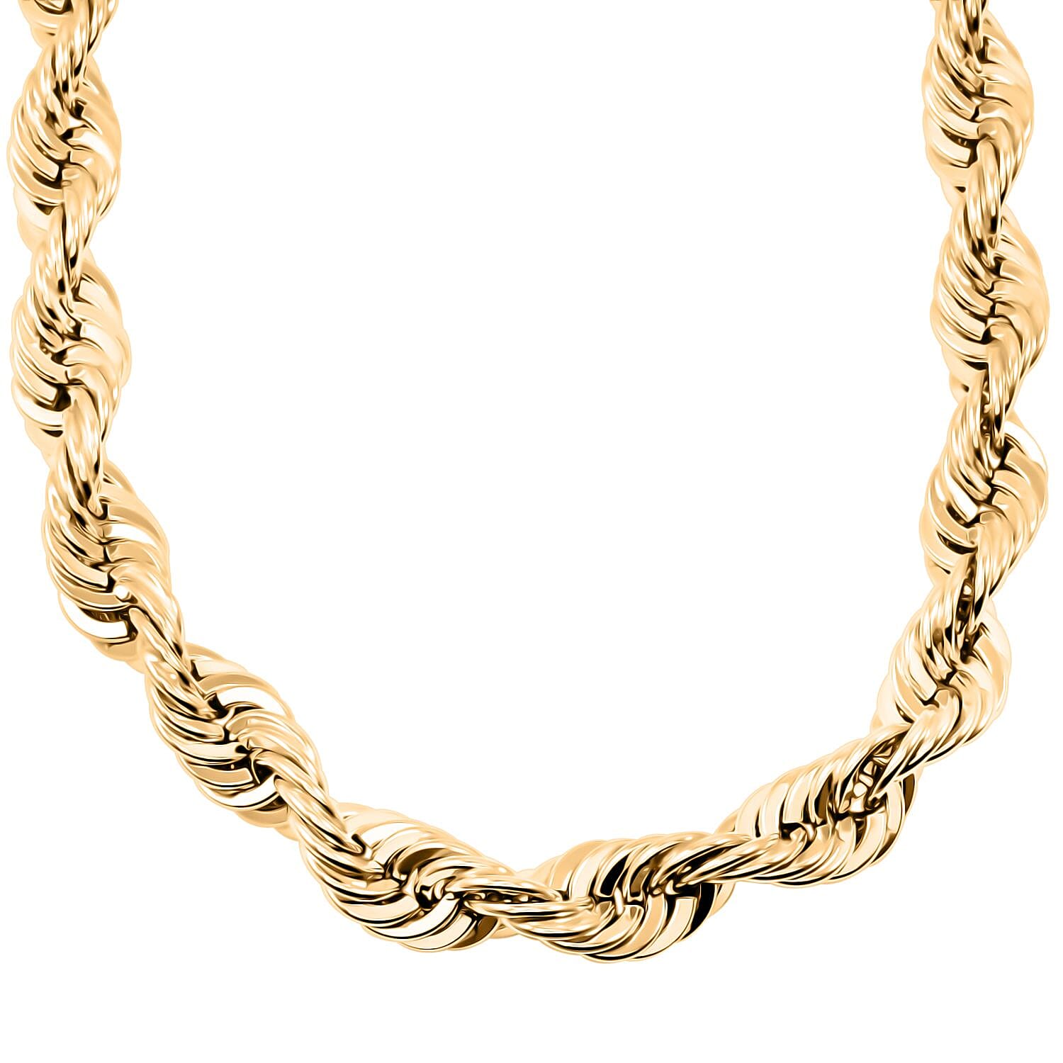 12.3mm Extra Shinny Diamond-cut Rope Chain Necklace in 10K Yellow Gold 90 Grams 30 Inches
