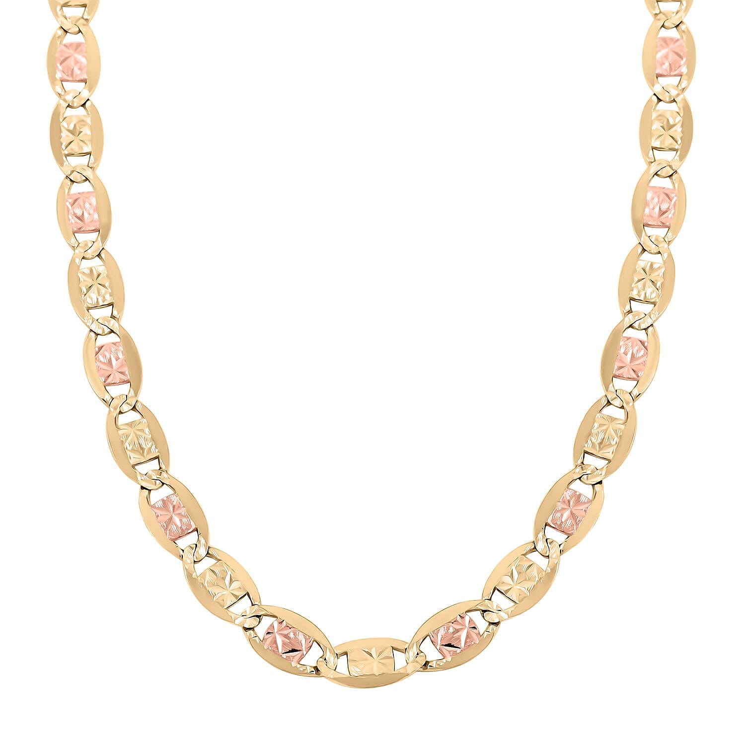 5.0mm Valentino Chain Necklace in 10K Yellow, Rose and White Gold 11.4 Grams 20 Inches