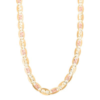 5mm Valentino Chain Necklace in 14K Yellow, Rose and White Gold 14.4 Grams 22 Inches