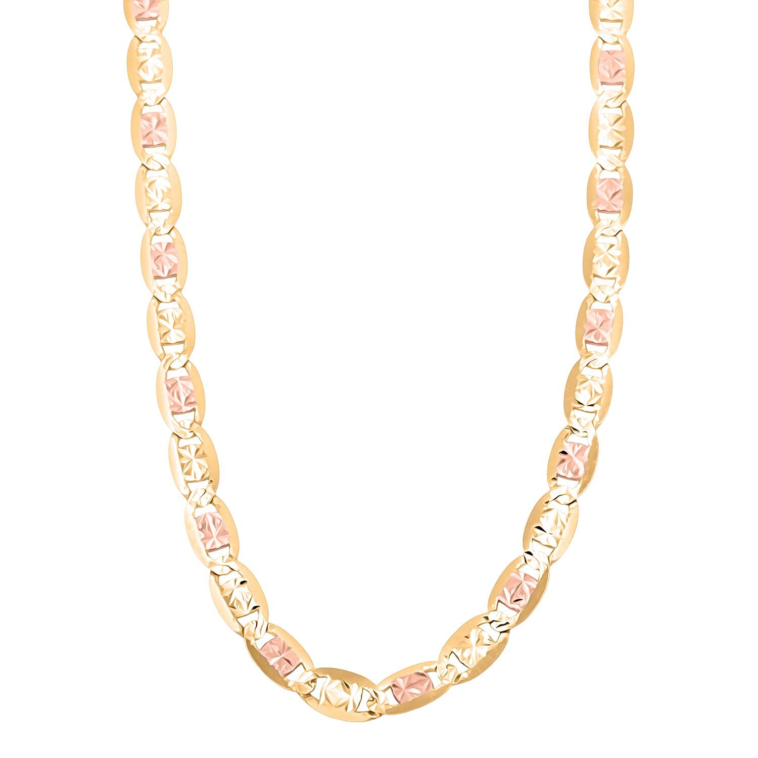 5mm Valentino Chain Necklace in 14K Yellow, Rose and White Gold 15.9 Grams 24 Inches