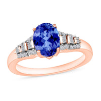 Luxoro AAA Tanzanite and G-H I2 Diamond Ring in 14K White Gold (Size 10.0) 1.50 ctw