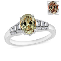Luxoro AAA Turkizite and I2 Diamond Ring in 14K White Gold (Size 10.0) 1.50 ctw