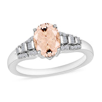 Luxoro Premium Marropino Morganite and G-H I2 Diamond Ring in 14K White Gold (Size 10.0) 1.50 ctw