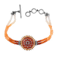 D'Joy Shades of Fire Opal 19.20 ctw Bracelet in Rhodium Over Sterling Silver (6.50-8.0In)