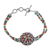 D'Joy Shades of Fire Opal 19.20 ctw Bracelet in Rhodium Over Sterling Silver (6.50-8.0In)
