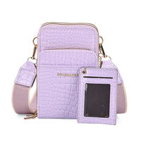 Passage Light Purple Crocodile Embossed Faux Leather Crossbody Bag (4.3"x2.8"x7") with Shoulder Strap 47 Inches