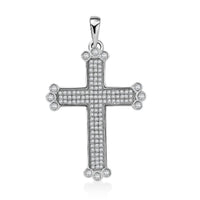 Simulated Diamond 1.40 ctw Cross Pendant without Chain in Rhodium Over Sterling Silver