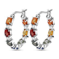 Multi Sapphire and White Zircon 1.70 ctw Earrings in Rhodium Over Sterling Silver - Sticky add to cart bar
