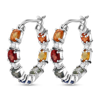 Multi Sapphire and White Zircon 1.70 ctw Earrings in Rhodium Over Sterling Silver
