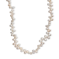 White Freshwater Pearl Oval Shape Bubble Necklace in Rhodium Over Sterling Silver 18 Inches