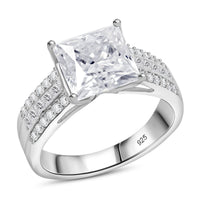 Moissanite 3.20 ctw Ring in Rhodium Over Sterling Silver (Size 10.0)