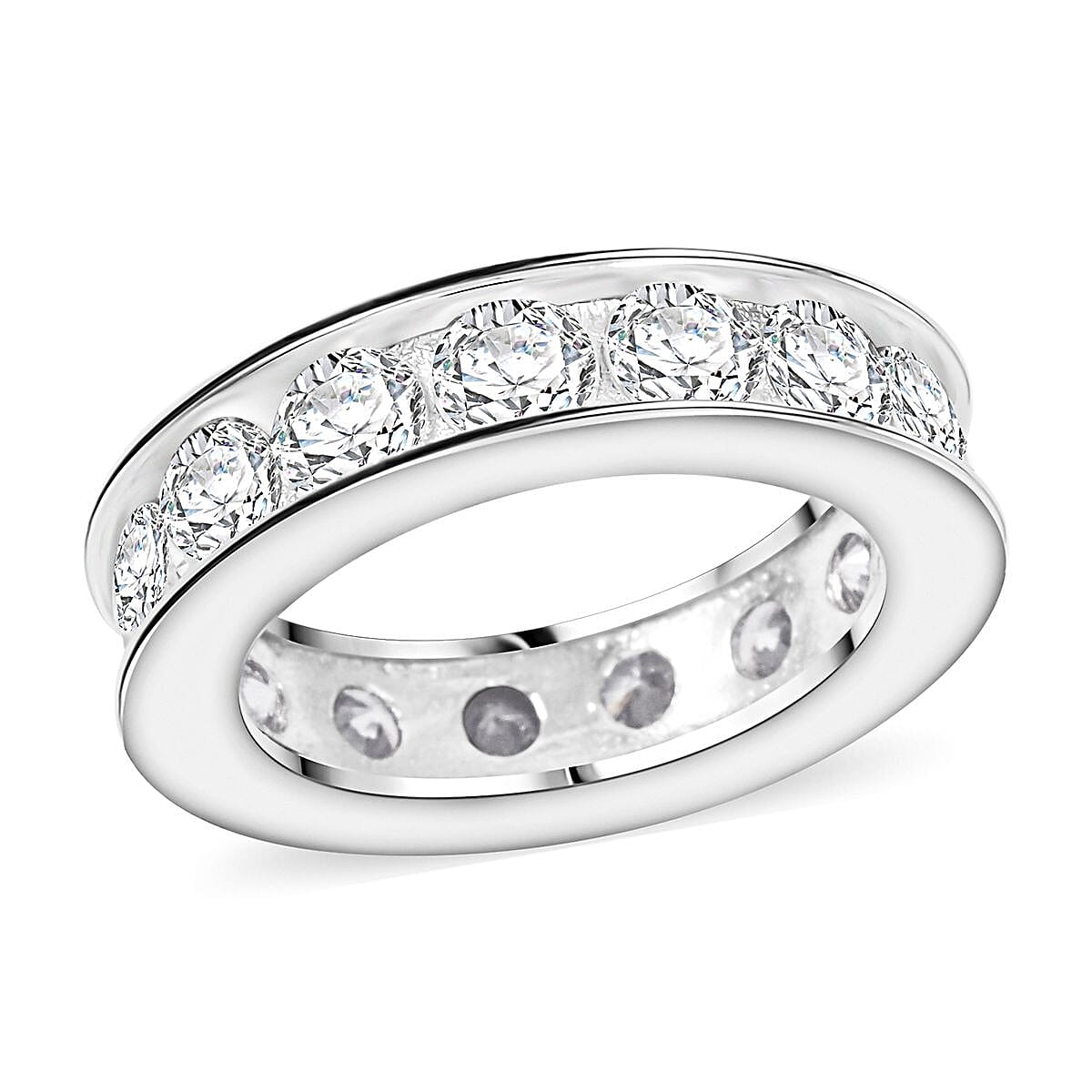 Simulated Diamond Ring in Rhodium Over Sterling Silver (Size 10.0) 0.60 ctw