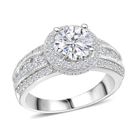 Simulated Diamond Ring in Rhodium Over Sterling Silver (Size 10.0) 2.15 ctw