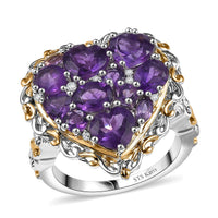 Karis African Amethyst, Multi Gemstone Ring in 18K YG Plated and Platinum Bond (Size 10.0) 3.85 ctw