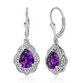 D'Joy Premium Moroccan Amethyst and White Zircon 3.20 ctw Midnight Lotus Earrings in Rhodium Over Sterling Silver - Sticky add to cart bar