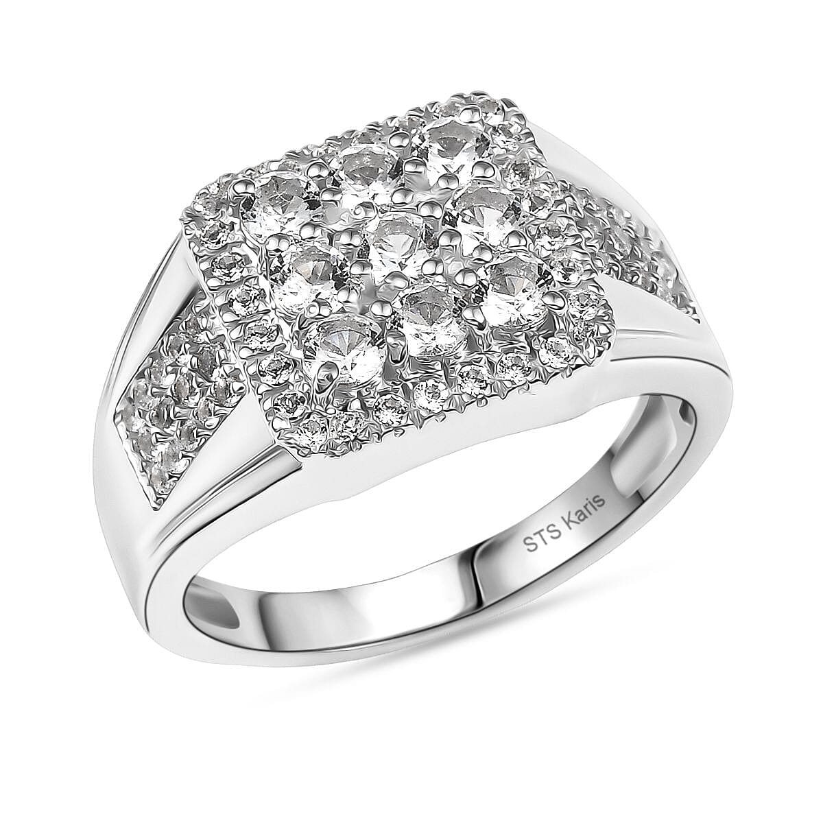 Karis Golconda Topaz 1.65 ctw Mens Ring in Platinum Bond (Size 10.0)