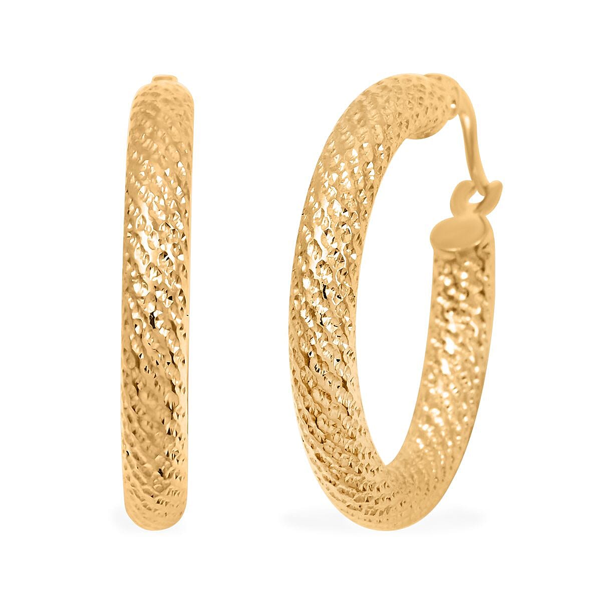 10K Yellow Gold 3x21mm Miligreen Hoop Earrings 2.20 Grams