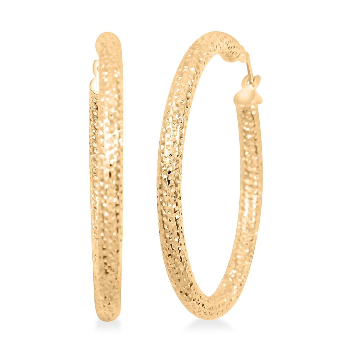 10K Yellow Gold 3x31.7mm Miligreen Hoop Earrings 3.40 Grams