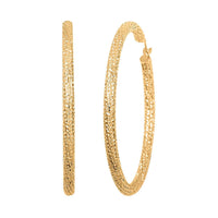 10K Yellow Gold 3x46mm Miligreen Hoop Earrings 4.30 Grams